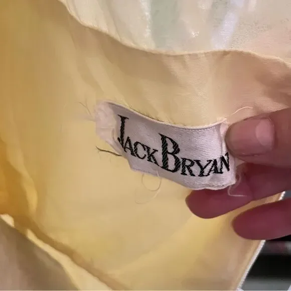 70s Jack Bryan Pale Butter Yellow Chiffon Evening Maxi Dress Size small - Picture 9 of 9